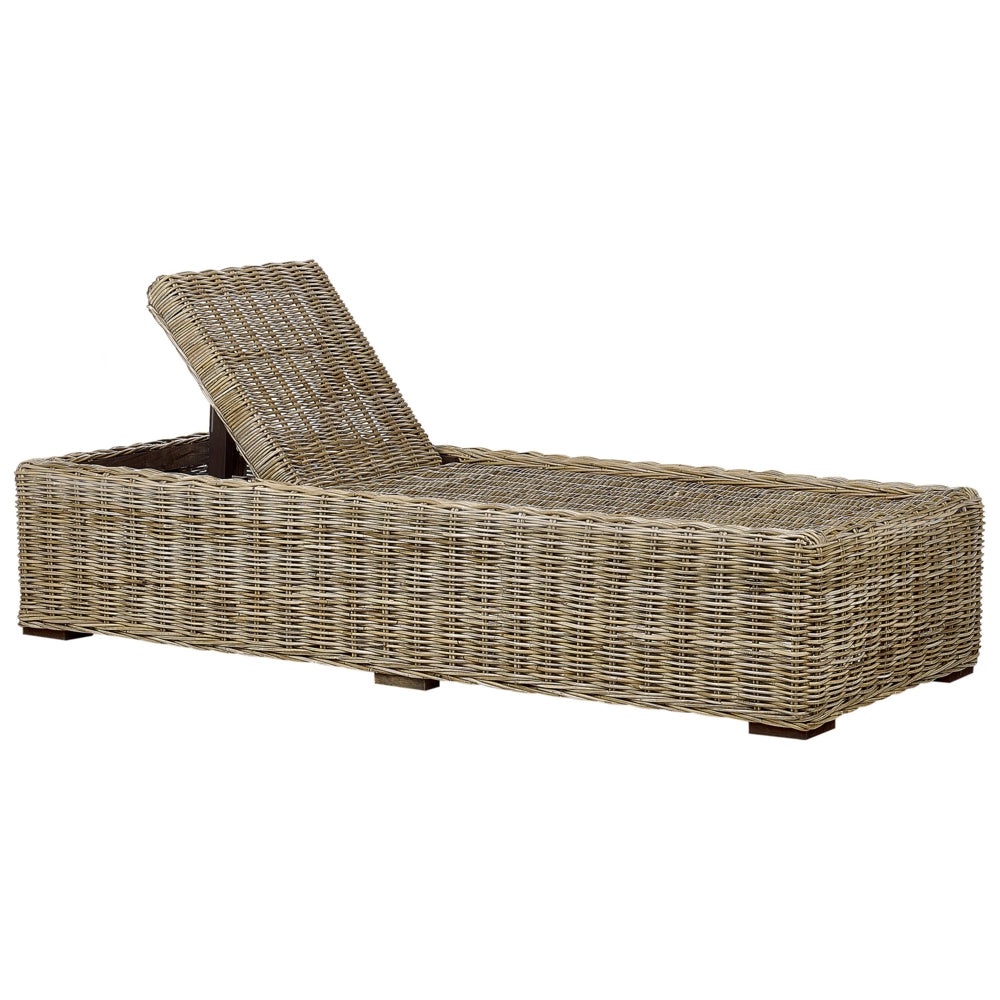 Lettino da giardino in vimini naturale con cuscino regolabile stile boho tradizionale