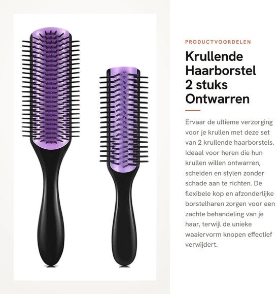 Stylingborstello per Capelli con 9/5 Righi - Anticriscello con Testa Ronde - Resistente al Calore - Manico Flessibile - Presa Perfetta - Borstello per Ontwarring