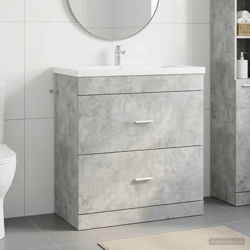 Mobiletto da Bagno Sotto Lavabo Grigio Cemento 890715