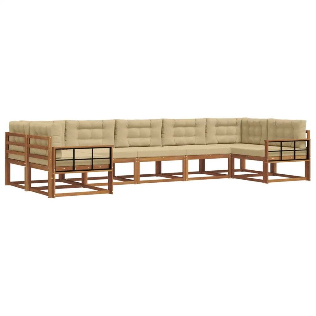 Set di divani da esterno con cuscino 7 pcs Naturale e Beige