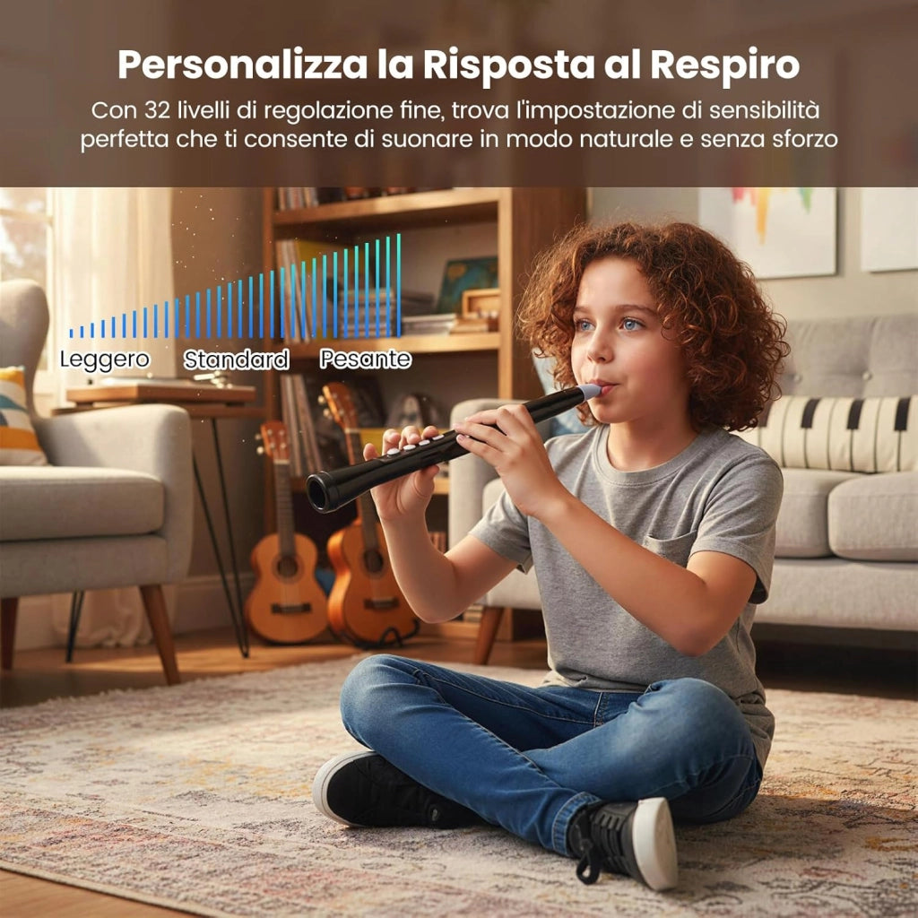 Strumento a Fiato Elettronico, Sassofono Digitale Portatile con MIDI Wireless,LCD HD, 100 Toni, Altoparlante HIFI, Gamma di 4 Ottave e 2 Diteggiature, per Principianti e Adulti