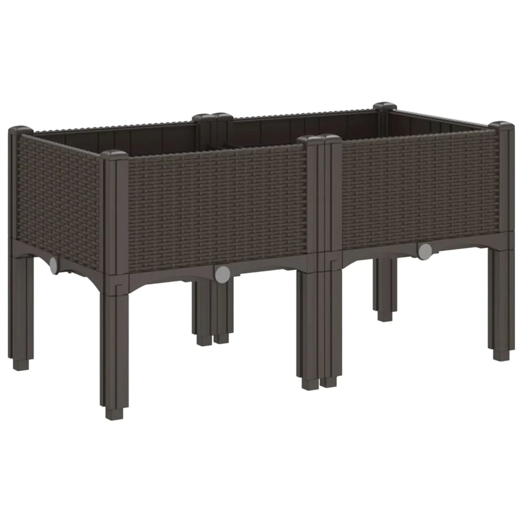 Fioriera rialzata per piante fiori terrazzo giardino con gambe 80 x 40 x 42 cm PP marrone 02_0038170