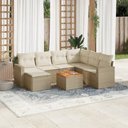 Set Divano da Giardino 8 pz con Cuscini Beige in Polyrattan 3224238