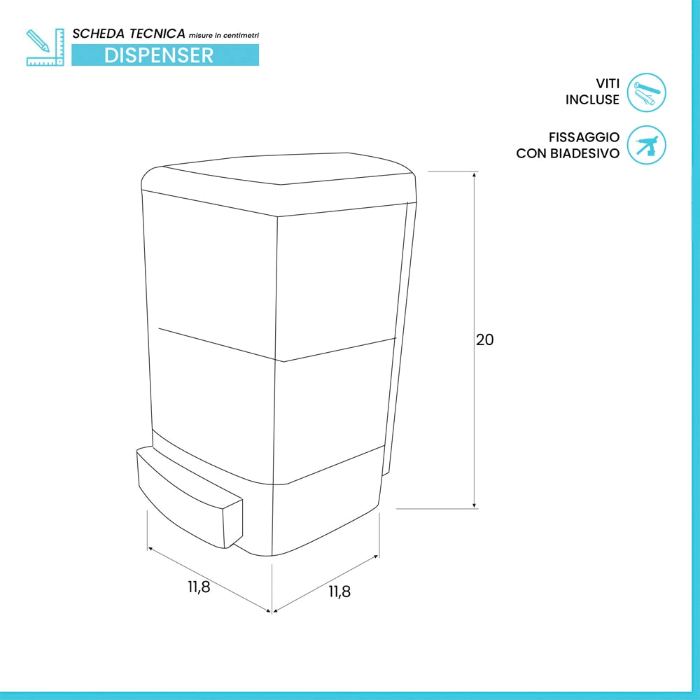 Dispenser Sapone a Parete 1000 ML in Plastica Bianco