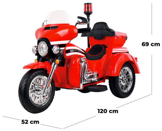 Moto Elettrica Polizia Americana 3 Ruote per Bambini 12V Kidfun Police Washington Rossa