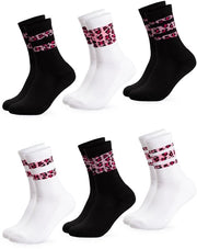Sokker da Sport - Motivo di Leopardo - Pacchetto da 6 - Misto Cotone/Nylon - Respirante - Resistente allo Sfregio - Resiliente - Sokker da Sport