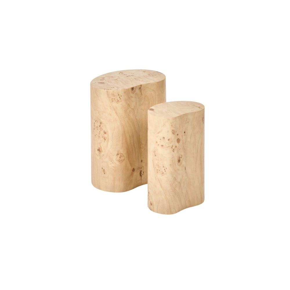 Set di 2 tavolini da caffè ovali in stile scandinavo, in MDF effetto radica, colore marrone