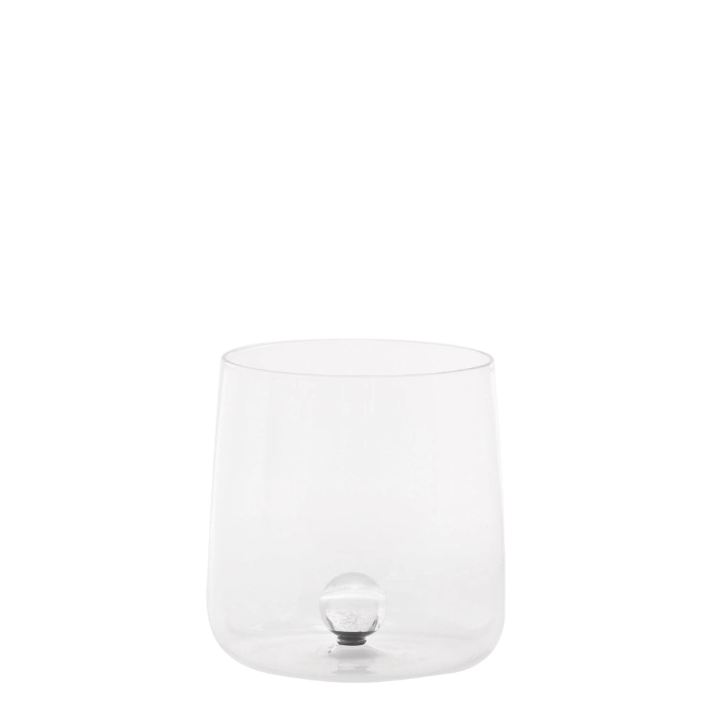 Bilia Set 4 Tumbler Caleido in Vetro Borosilicato Soffiato a Mano Ambra - Bicchiere Elegante con Sfera Decorata Effetto Cielo Stellato - 4 Pezzi