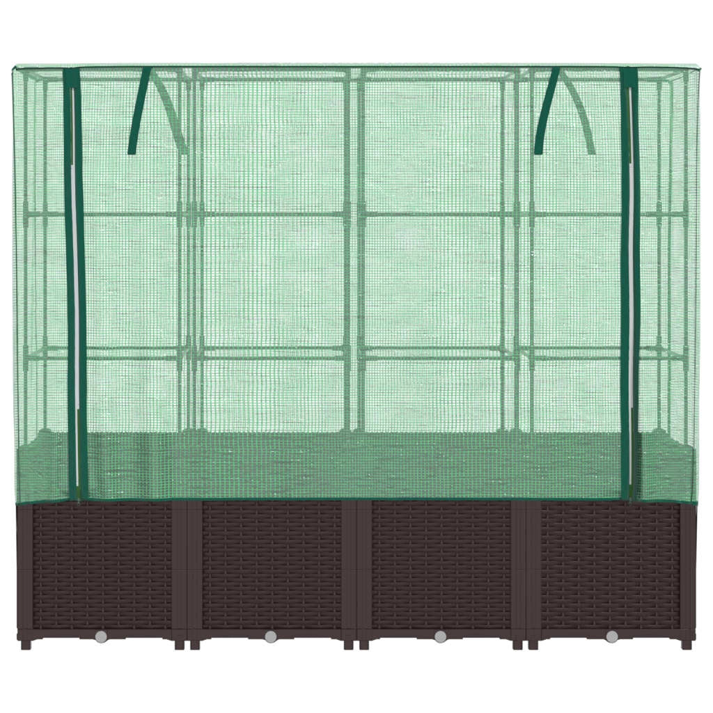 Aiuola rialzata/fioriera con copertura effetto rattan 160 x 40 x 153 cm Marrone 02_0038766