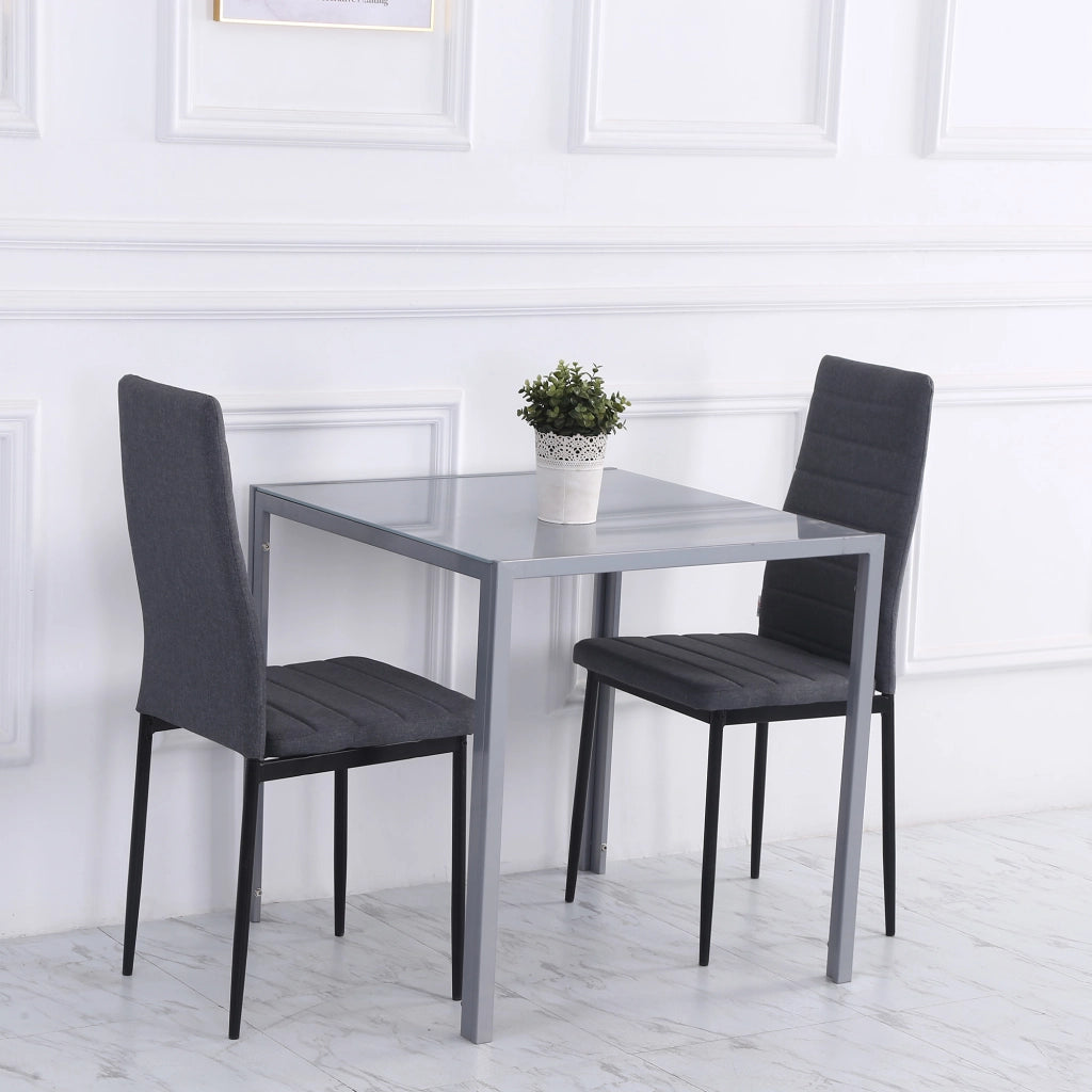 Tavolo da pranzo - quadrato per 4 - piano in vetro temperato - grigio - moderno - per cucina e sala