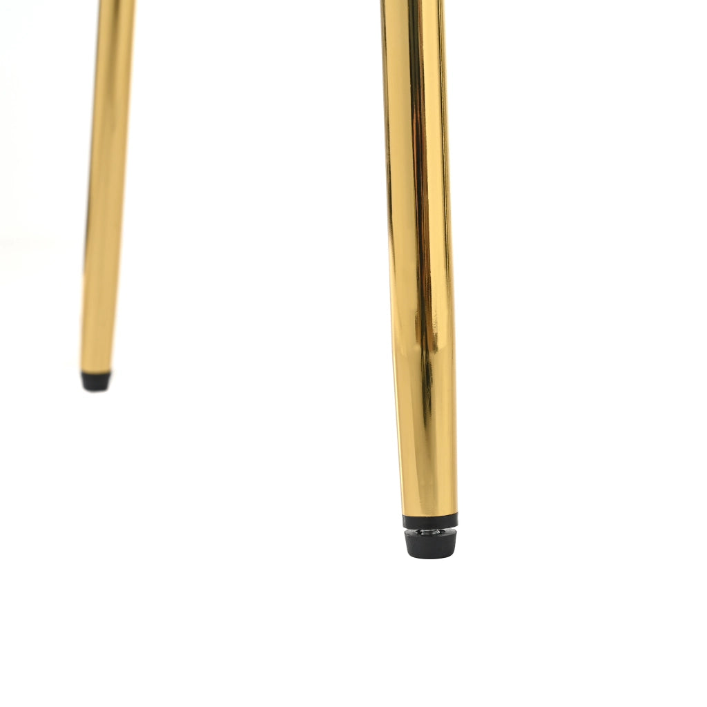 Sedia da pranzo con piedini regolabili e feltrini antiscivolo, tessuto a coste, metallo e legno, Beige