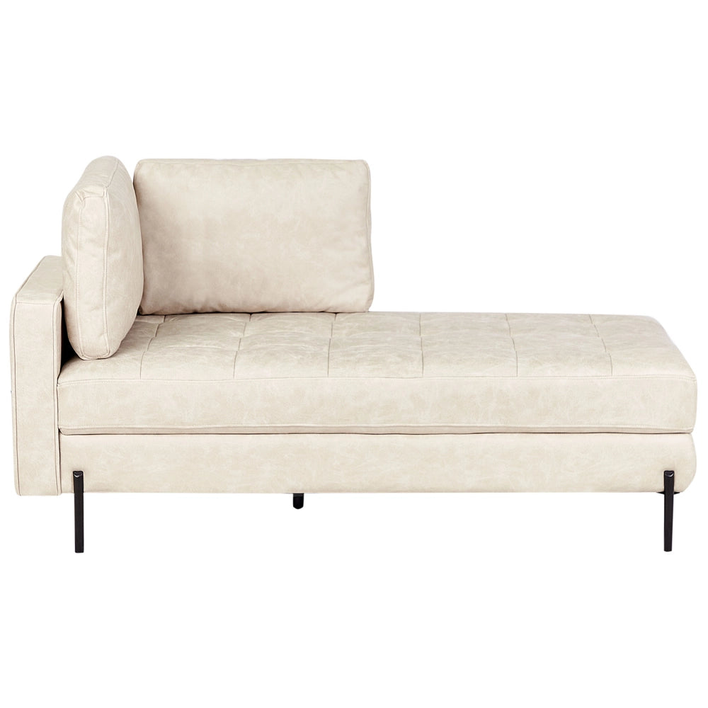 Chaise longue in ecopelle con inserti beige chiaro lato sinistro stile moderno tradizionale