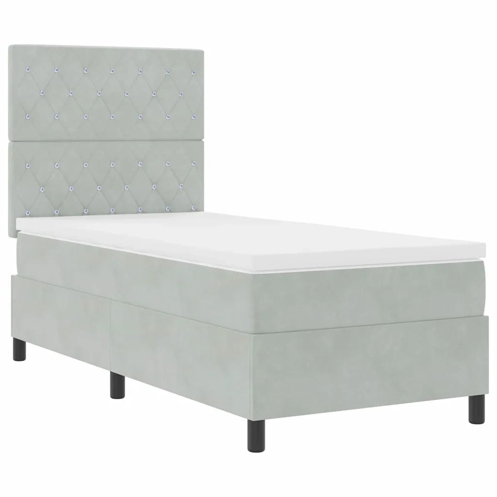 Letto a Sorgente LED Grigio chiaro 90 x 190 cm Tessuto 3343214