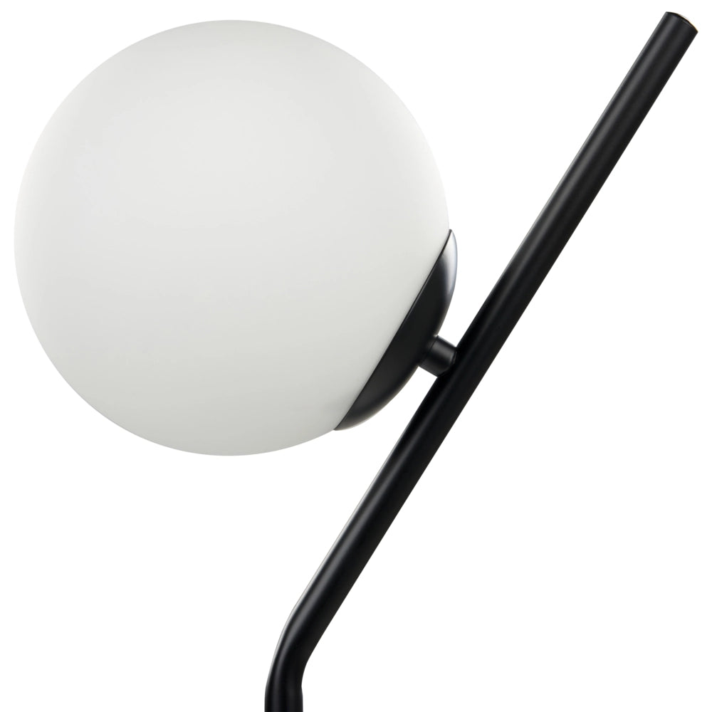 Lampada da tavolo bianca e nera con paralume in vetro Asta in ferro 45 cm Telaio Luce singola Design moderno Accessori per la casa Soggiorno
