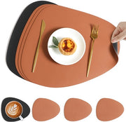 Tavolo, placemat doppia, tavolo con placemat, placemats e sottopiani, anti-slip, lavabile, tappeto da tavolo (nero-bruno, set da 4)