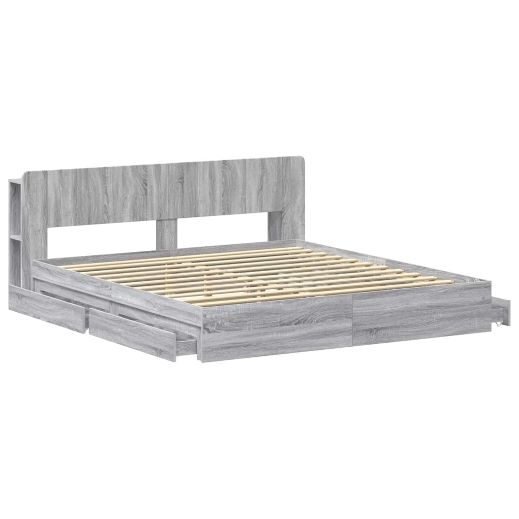 Telaio del letto con storage Sonoma grigio 180 x 200 cm