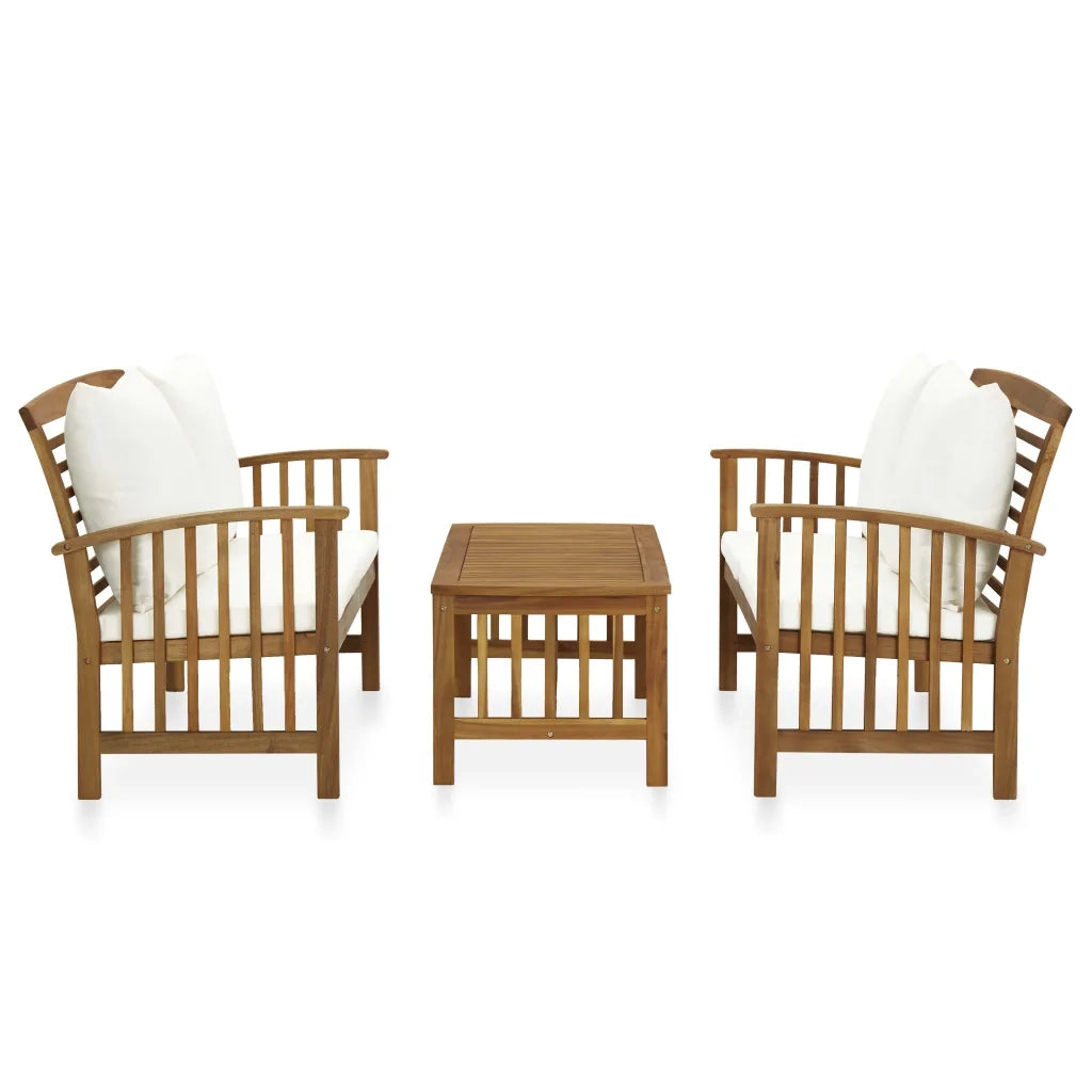 Set Divani da Giardino 3 pz con Cuscini in Massello di Acacia 3057976
