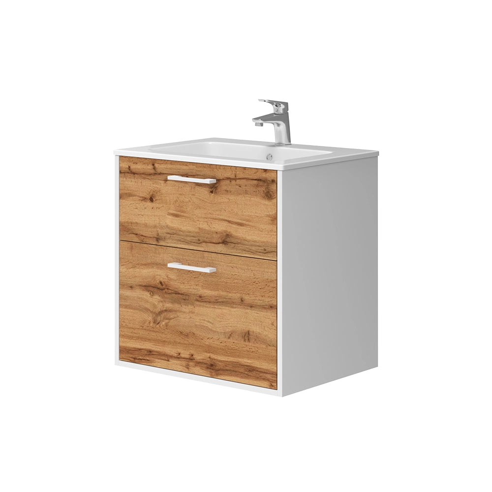 Vicco Set di mobili da bagno Rovere bianco/dorato 61 x 61.5 cm con lavabo