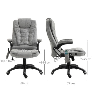POLTRONA Ufficio massaggiante e riscaldante 68x72x110-120 cm Grigio Poliestere