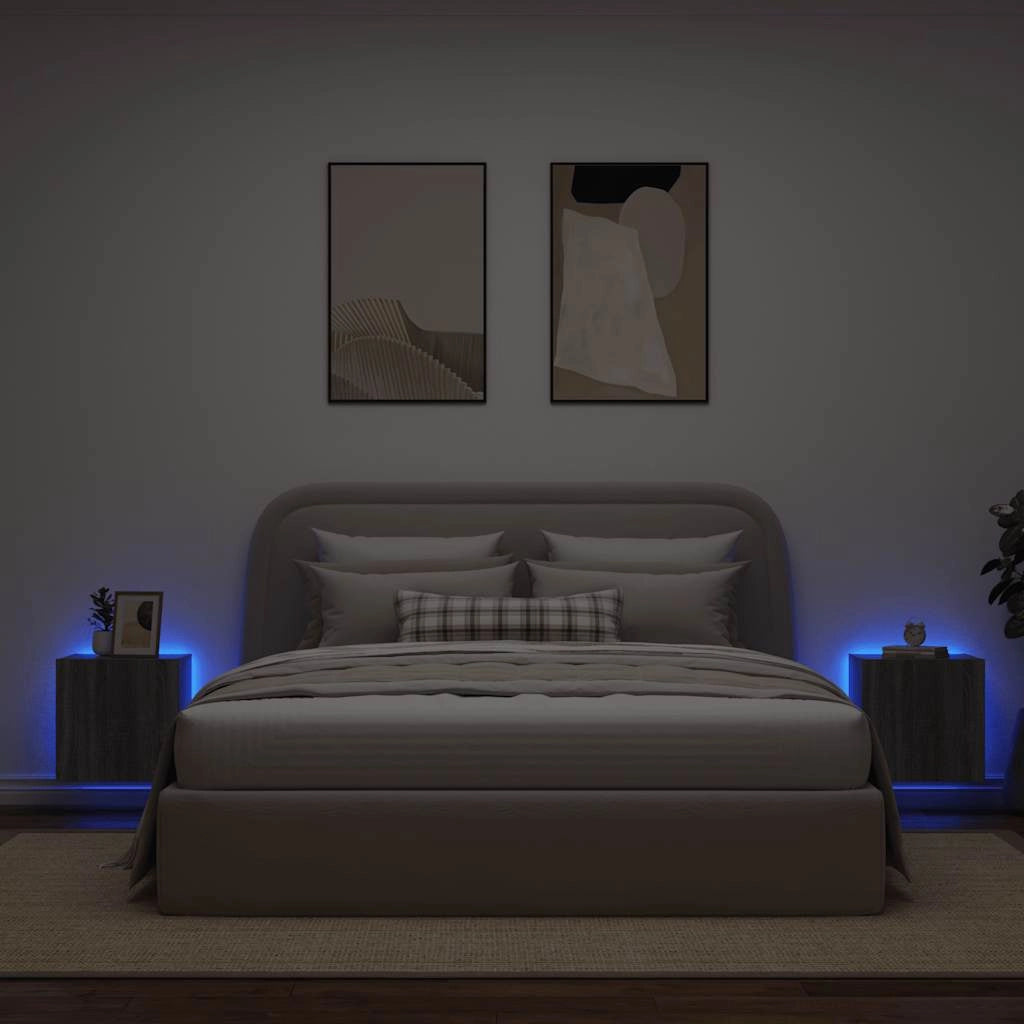 Mobili TV a Parete con Luci LED 2pz Grigio Sonoma 40,5x35x40 cmcod mxl 110167
