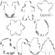 Set di stampi per biscotti a forma di personaggi natalizi - 9 pezzi - renna, angelo, albero di Natale, fiocco di neve, Babbo Natale e altri - stampi per biscotti con 100 sacchetti di zucchero