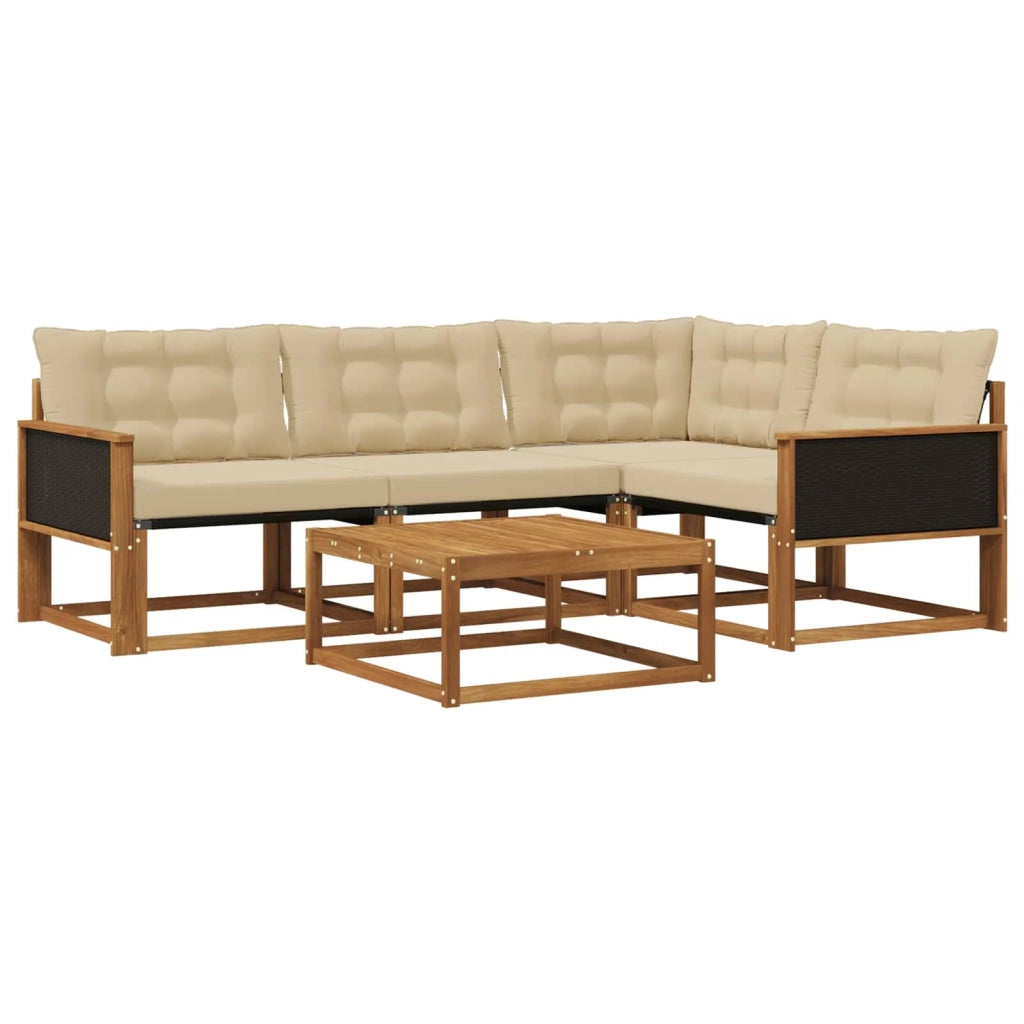 Set di divani da esterno con cuscino 5 pcs Naturale e Beige 3381401