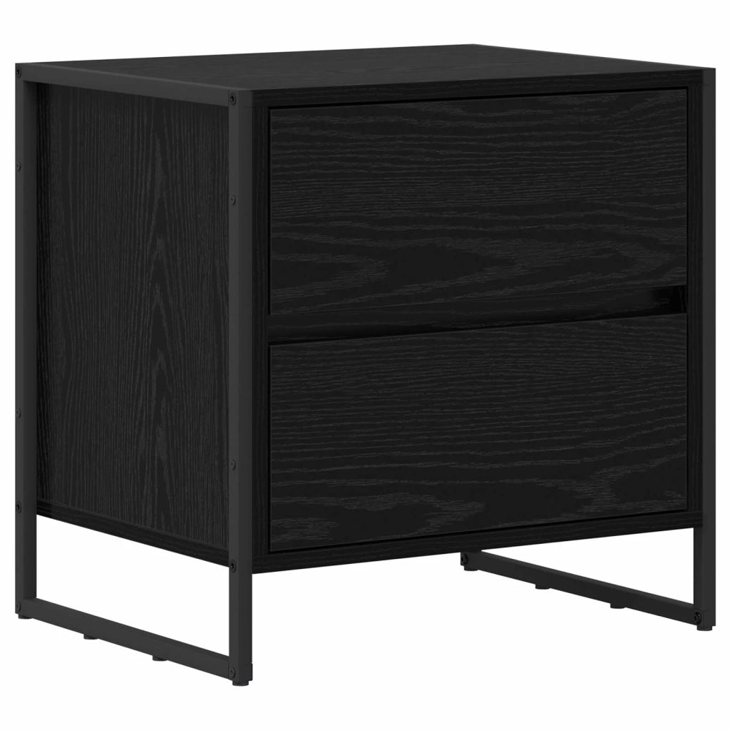 Comodino 2 pcs Rovere Nero 50 x 39.5 x 50 cm Legno multistrato