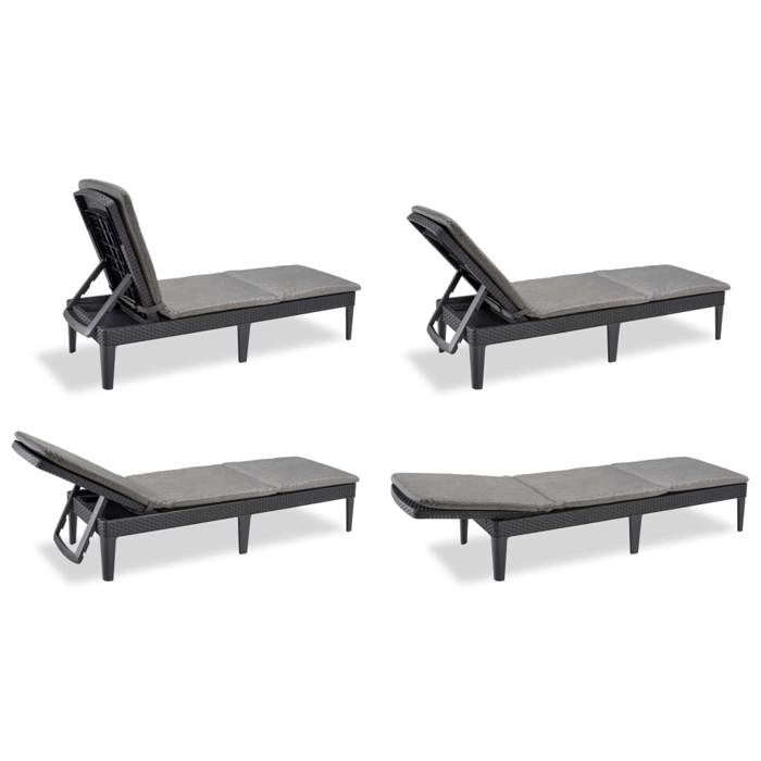 Lettino da sole ALLIBERT JAIPUR - imitazione resina intrecciata - grigio
