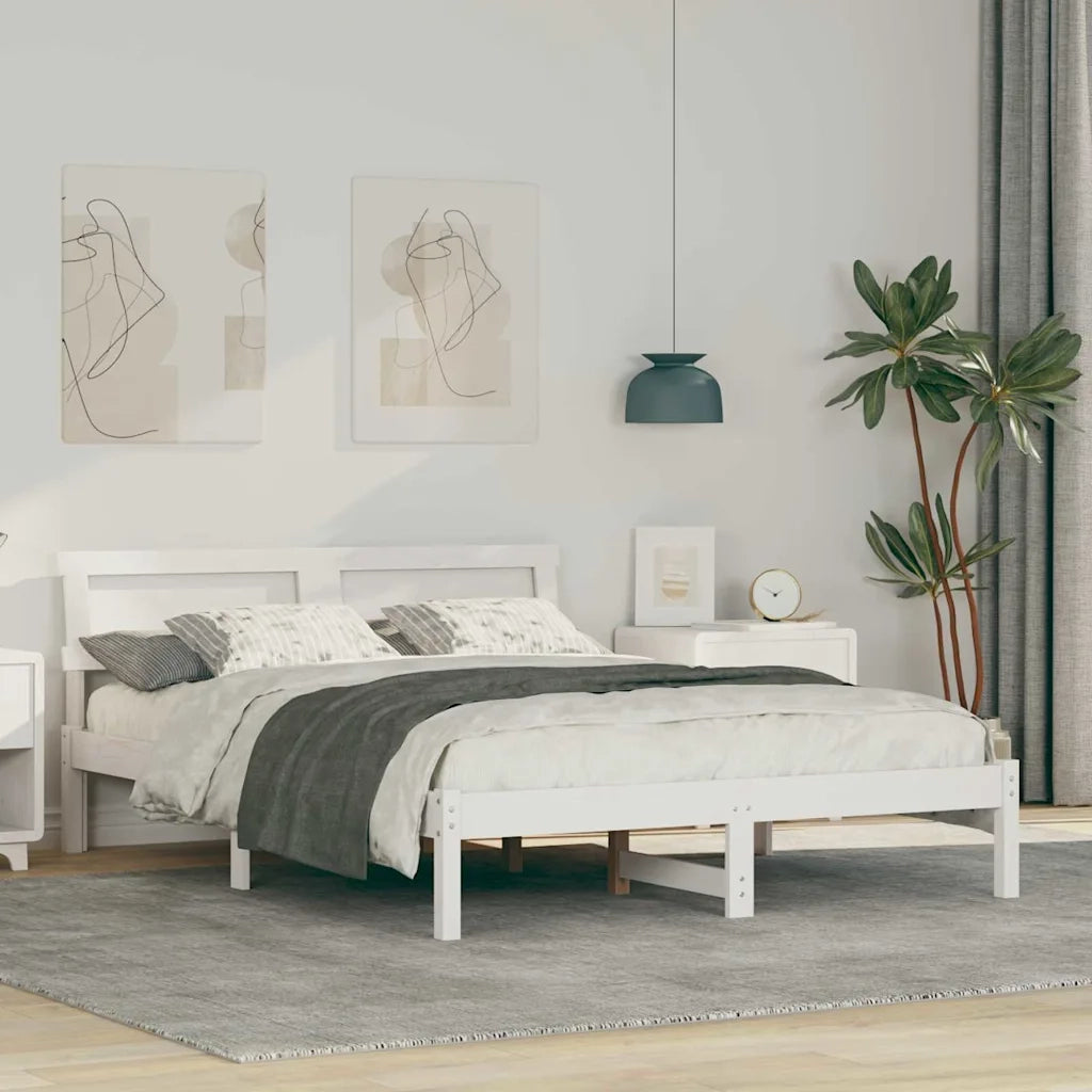 vidaXL Struttura del letto Bianco 135 x 190 cm Legno di pino massello