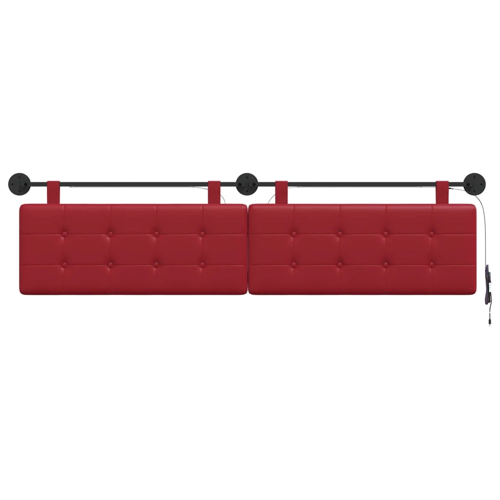 Testiera | Testata sospesa Con luce LED Rosso Vino Similpelle