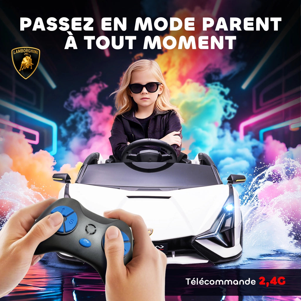 Auto elettrica per Bambini Lamborghini Sian 12V ¨C zephmum ¨C Bianco