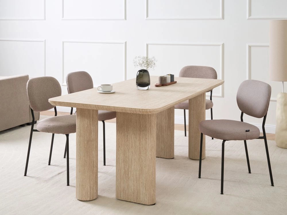Tavolo da pranzo minimalista in MDF rettangolare a gambe larghe 180 x 90 cm Mobili per sala da pranzo marrone chiaro