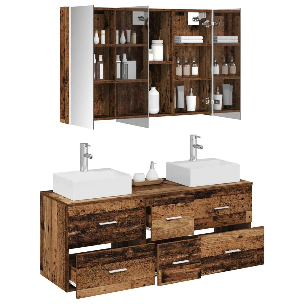 Set di mobili per il bagno 4 pcs Legno antico 3406829