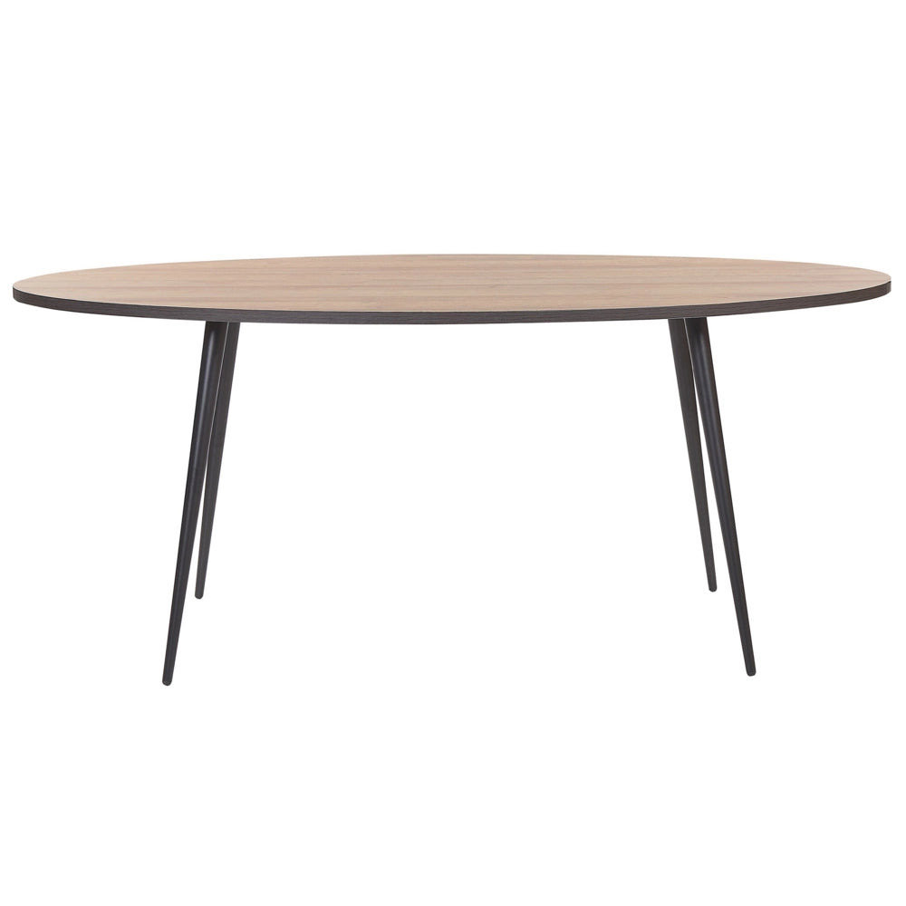Tavolo da pranzo piano in legno scuro gambe in metallo Nero ovale 180 x 90 cm moderno retrò