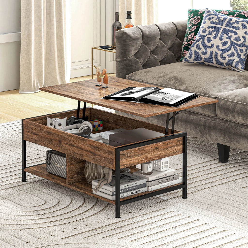 Tavolino da salotto con ripiani ¨C zephmum ¨C 100x80x60 cm marrone nero