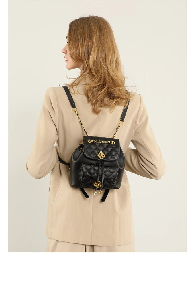 Zaino da donna in vera pelle, nero