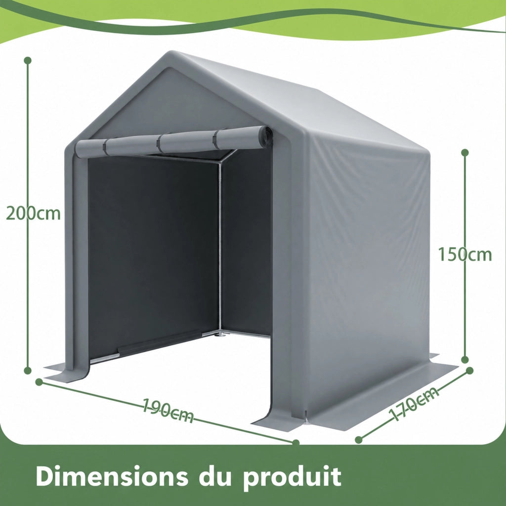 Ricovero Per Biciclette - Struttura Stabile - 190x170x200 Cm - Acciaio Zincato - Grigio Scuro