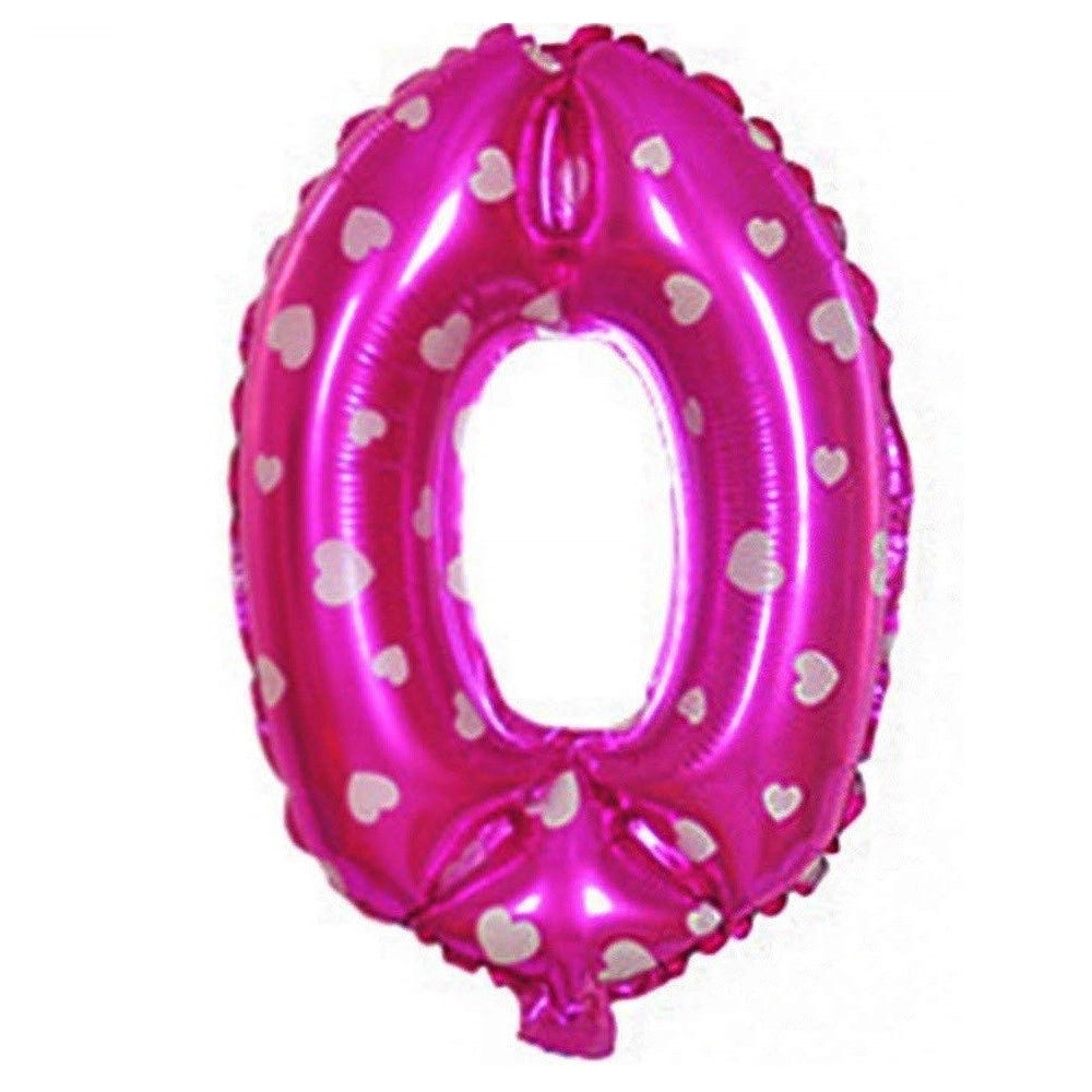 Trade Shop - Palloncino Numero 0 Rosa Cuori Cuoricini 35cm Elio Decorazione Party Festa -