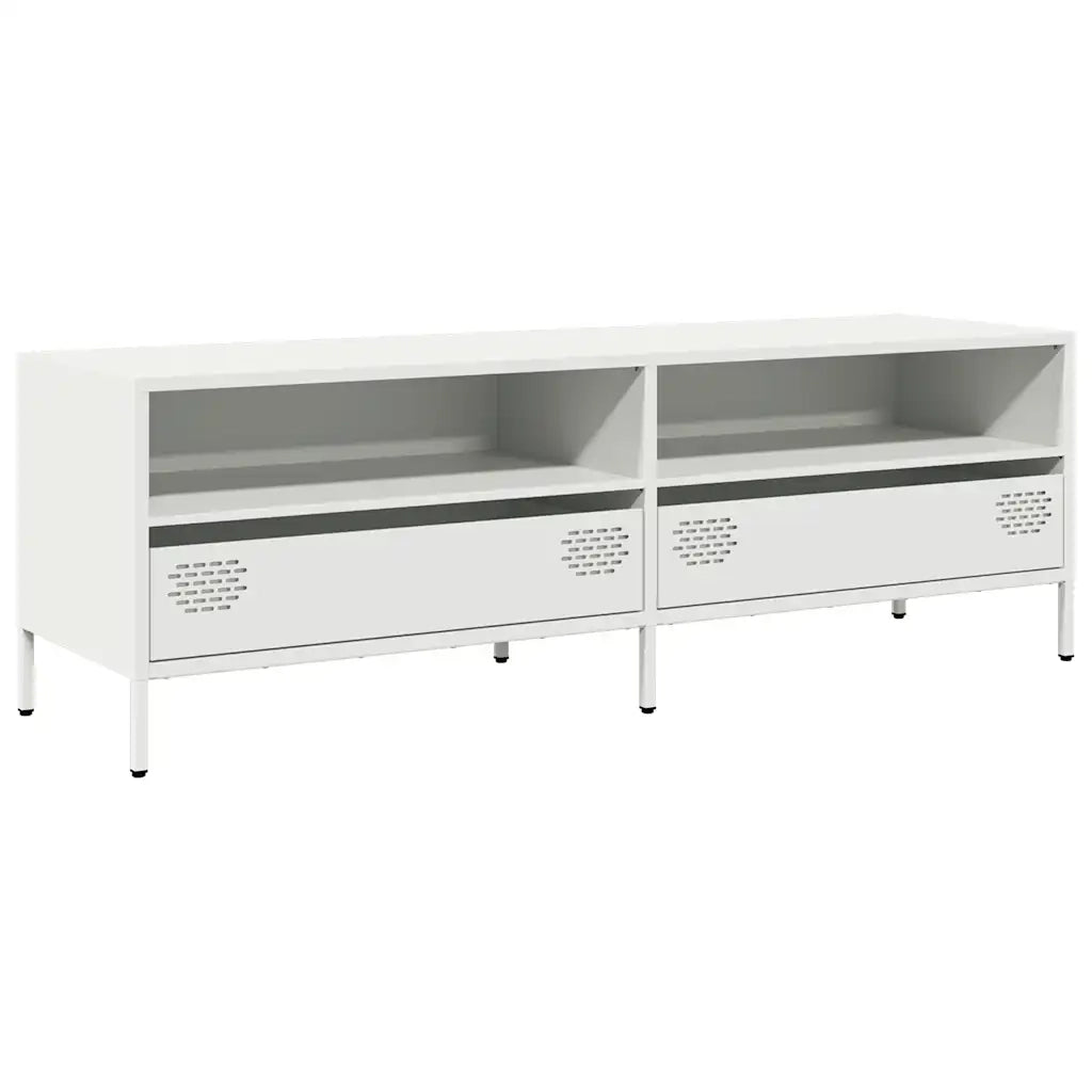 Mobile TV Bianco 135x39x43,5 cm in Acciaio Laminato a Freddo