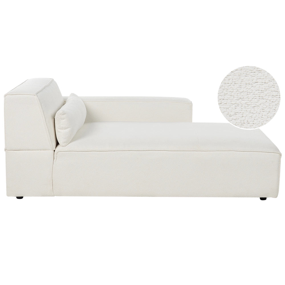 Chaise Lounge sinistra Rivestimento in bouclé beige Gambe sintetiche Soggiorno moderno a sinistra
