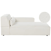 Chaise Lounge sinistra Rivestimento in bouclé beige Gambe sintetiche Soggiorno moderno a sinistra