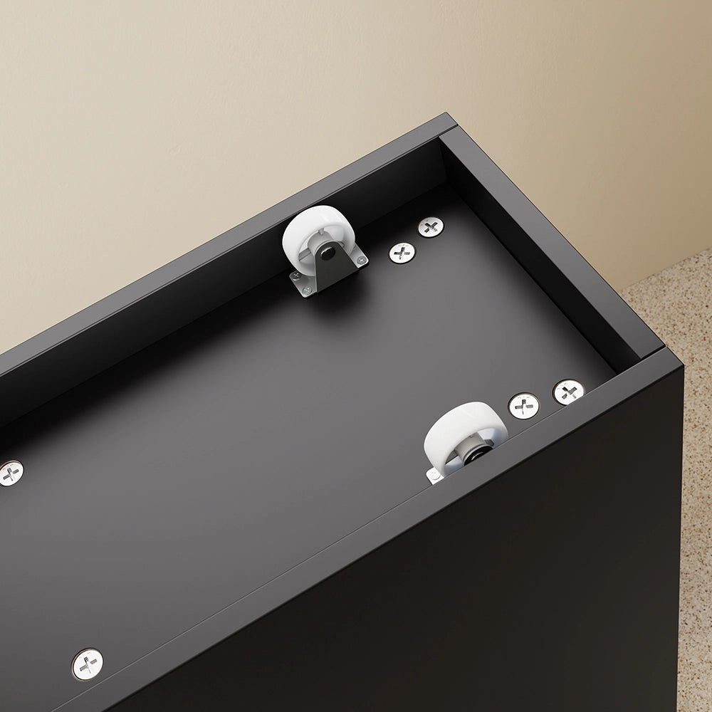 SoBuy | Mobiletto bagno salvaspazio nero con 4 ruote | Mobile bagno con 3 cassetti | Cassettiera bagno con ripiano | 23.3x65.3x82.3 cm | Capacità di carico 40 kg | BZR54-II-SCH