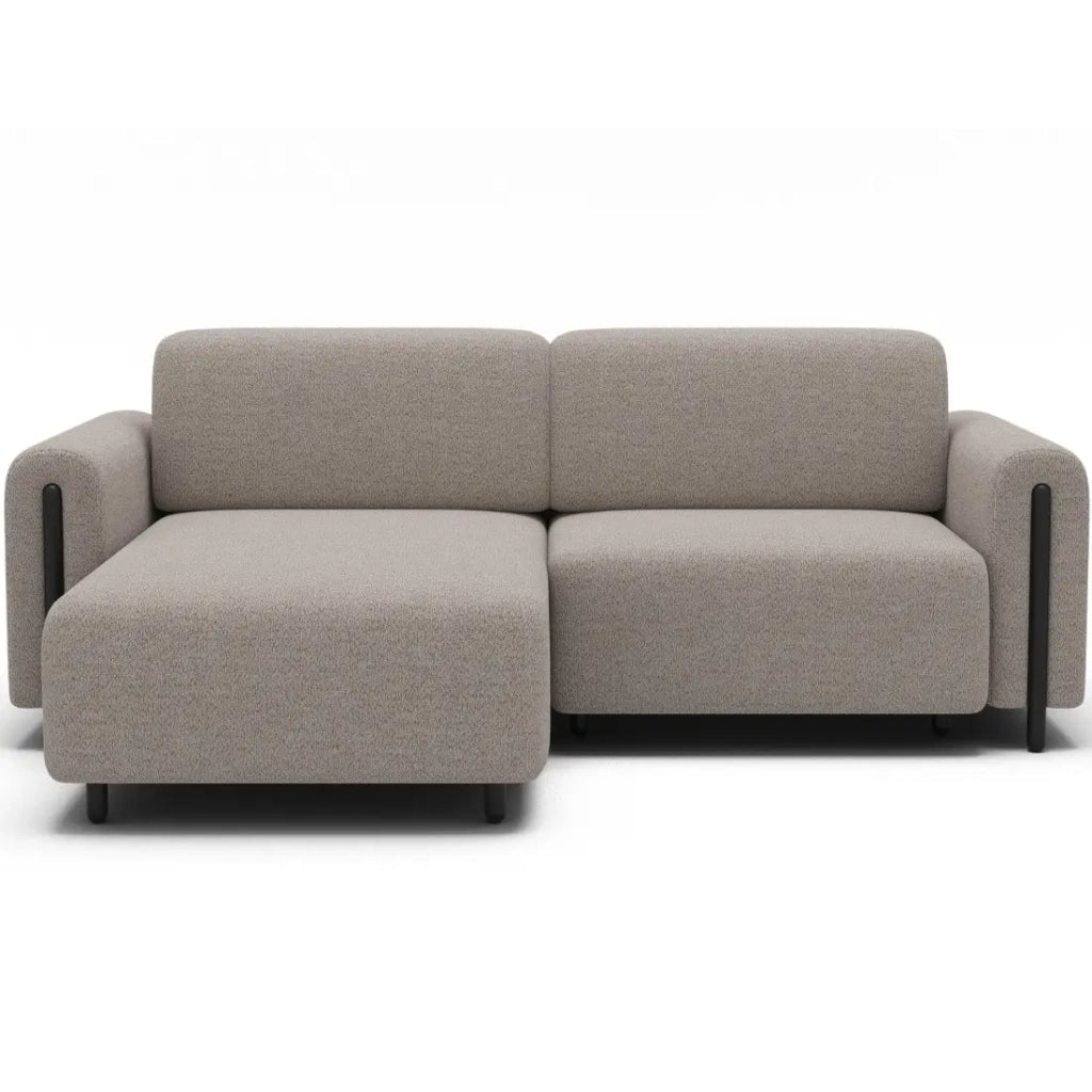 Divano ad angolo convertibile ARVESSA beige sabbia – Angolo sinistro con contenitore