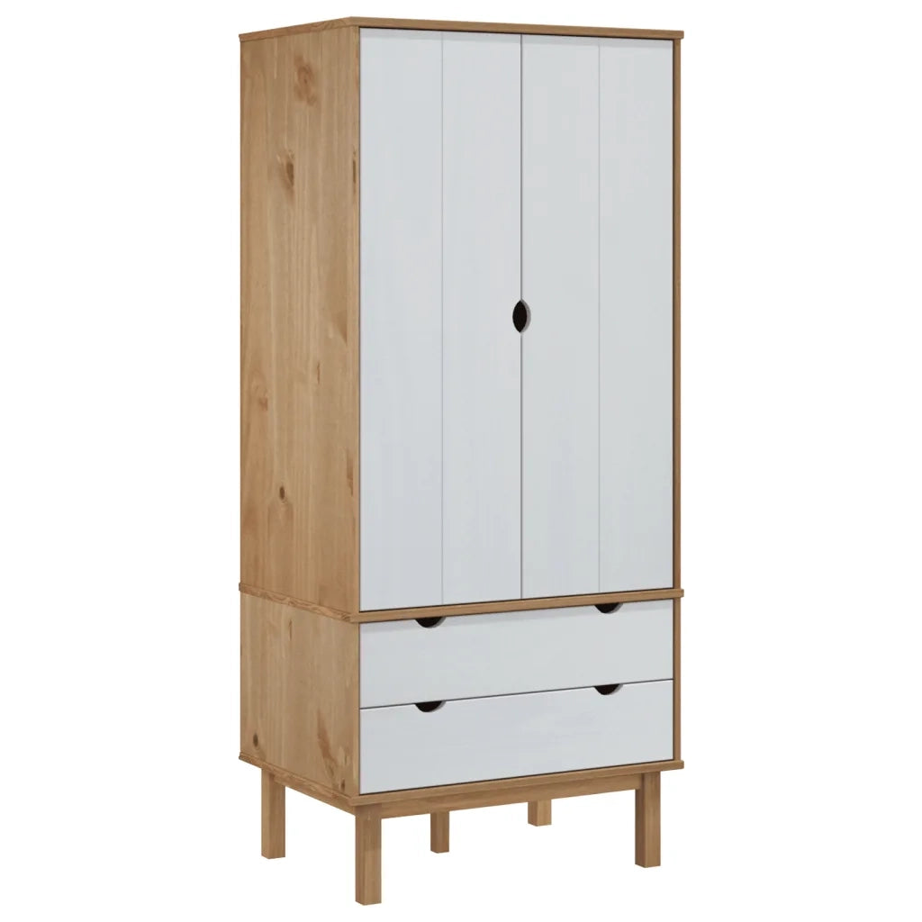 Armadio OTTA Marrone e Bianco 76,5x53x172 cm in Legno di Pino 348590