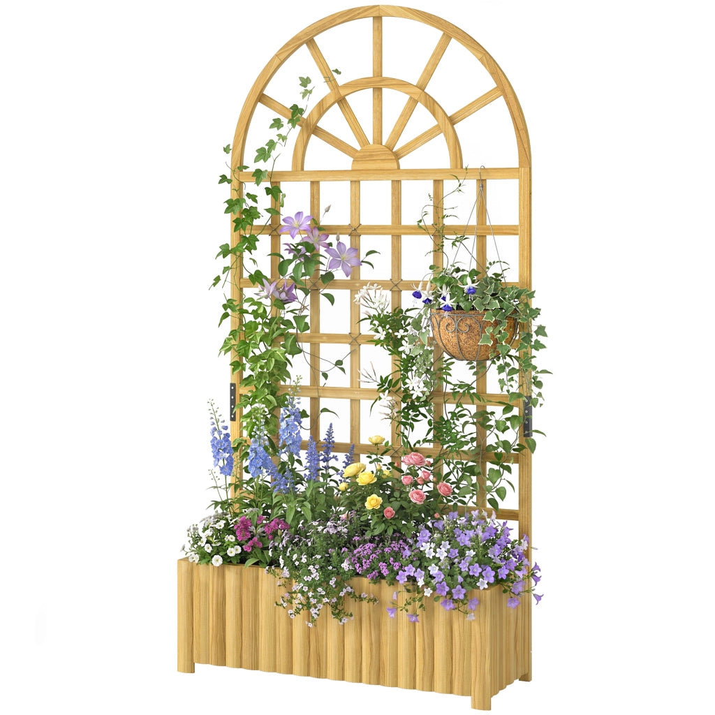 Graticcio per Giardino con Vasi ¨C zephmum ¨C 90x30x180 cm Legno Naturale