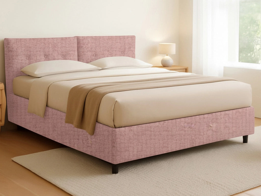Derby, Letto Matrimoniale Sfoderabile Made in Italy, Rosa