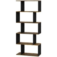 Libreria Moderna Asimmetrica a Parete con 5 Ripiani in Legno, 70x29.5x163cm, Marrone Rustico