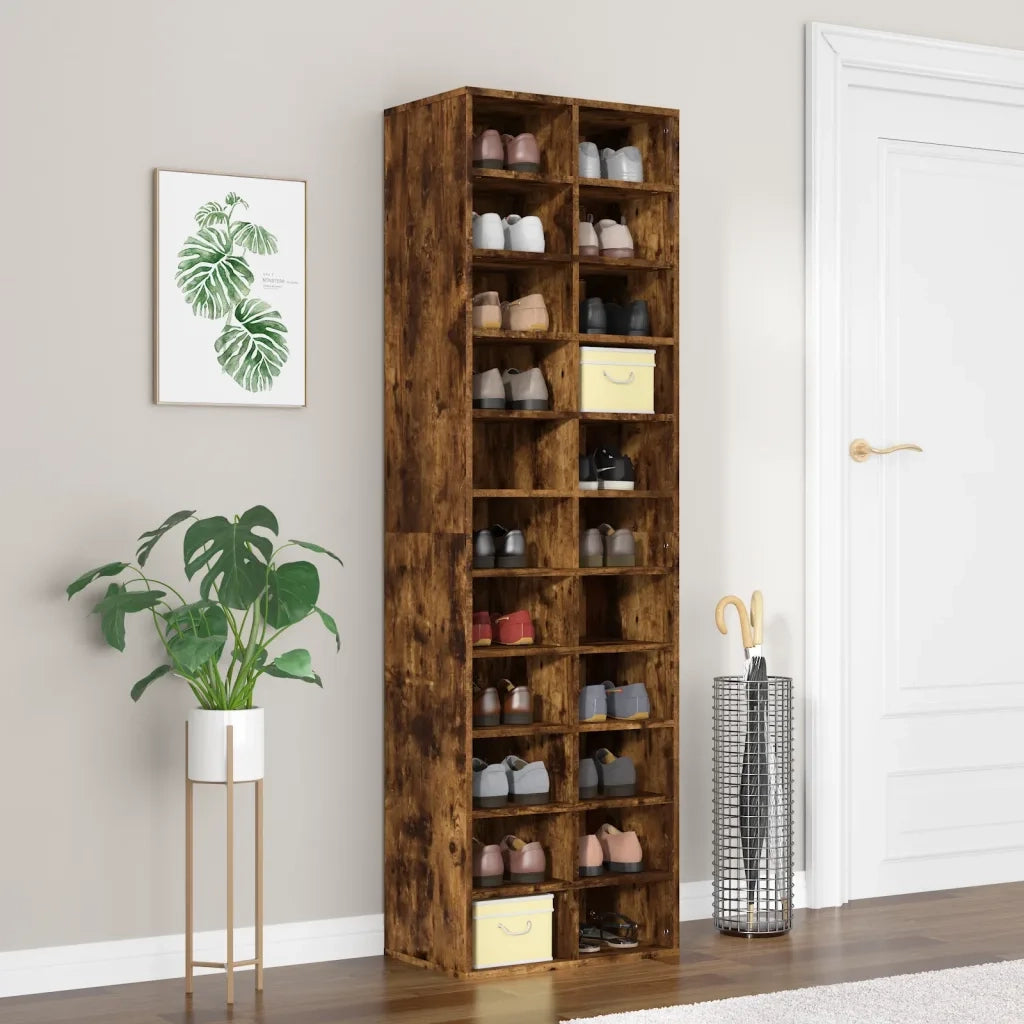 Scarpiera | Mobile per scarpe Rovere Fumo 54x34x183 cm in Legno Multistrato