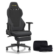 Poltrona Gaming Ergonomica con Poggiapiedi ¨C MINIMAL ¨C Tessuto, Schienale Alto, Nero e Grigio