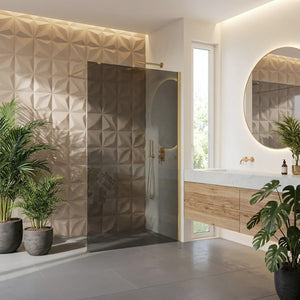 Parete Doccia Rea Flexi Grey / Brush Gold 80